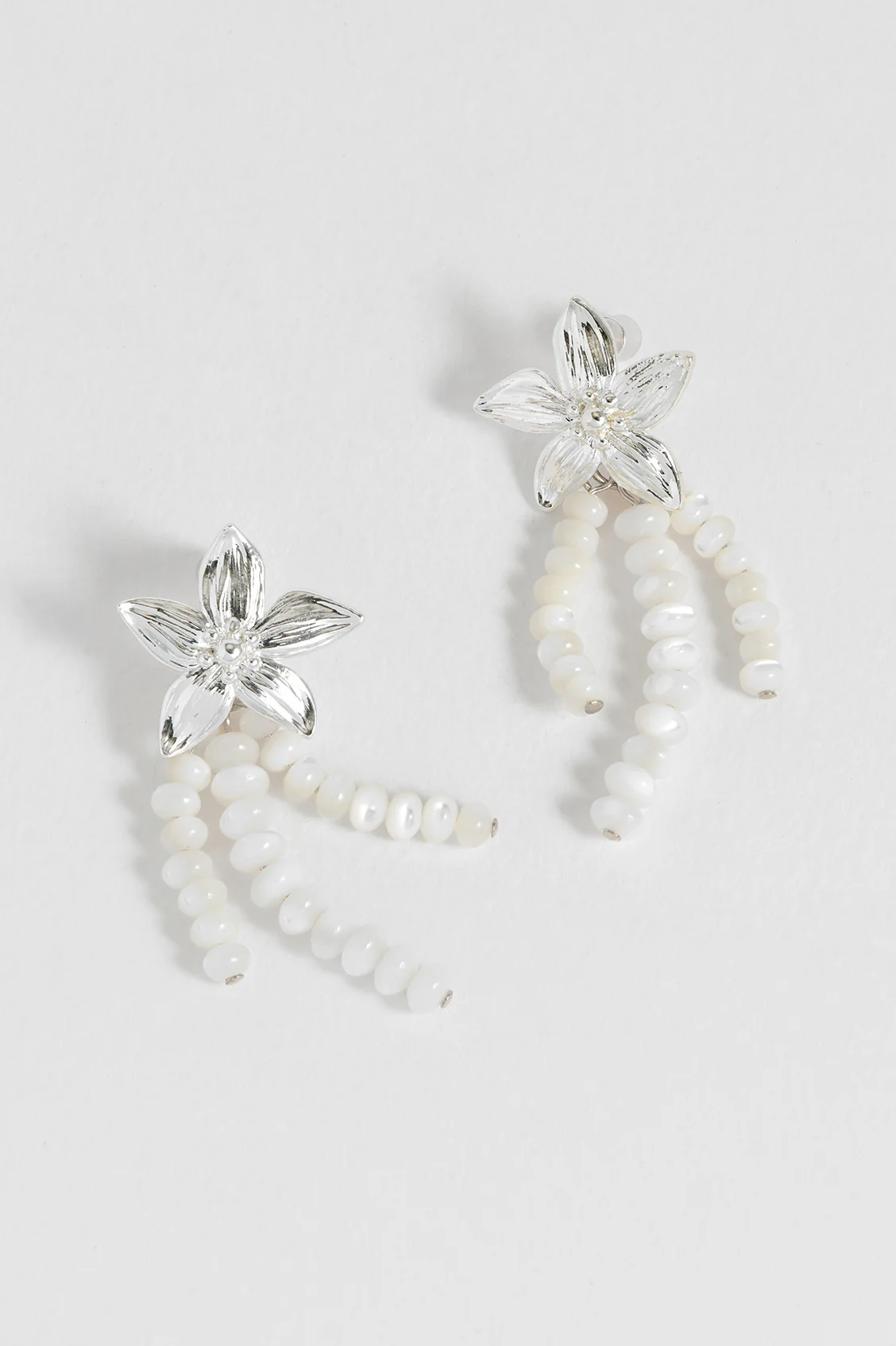 Flower Pearl Drop Earrings - Image 4