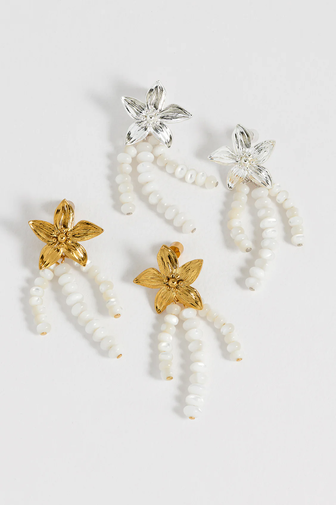 Flower Pearl Drop Earrings - Image 5