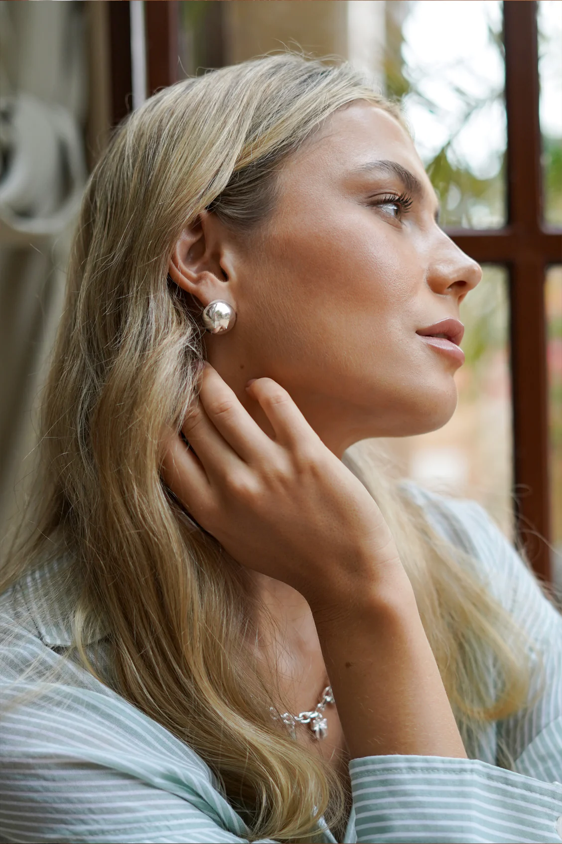 Oversized Sphere Stud Earrings - Image 2