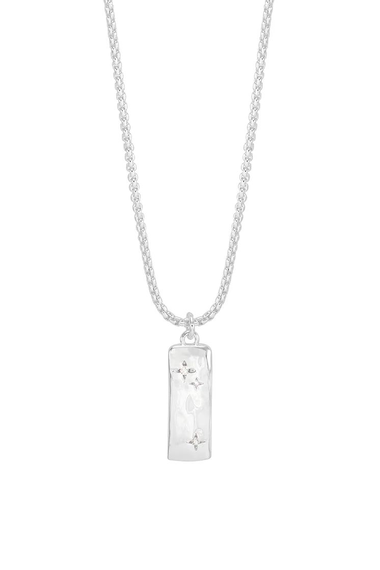 CZ Star Molten Tablet Pendant Necklace - Image 3